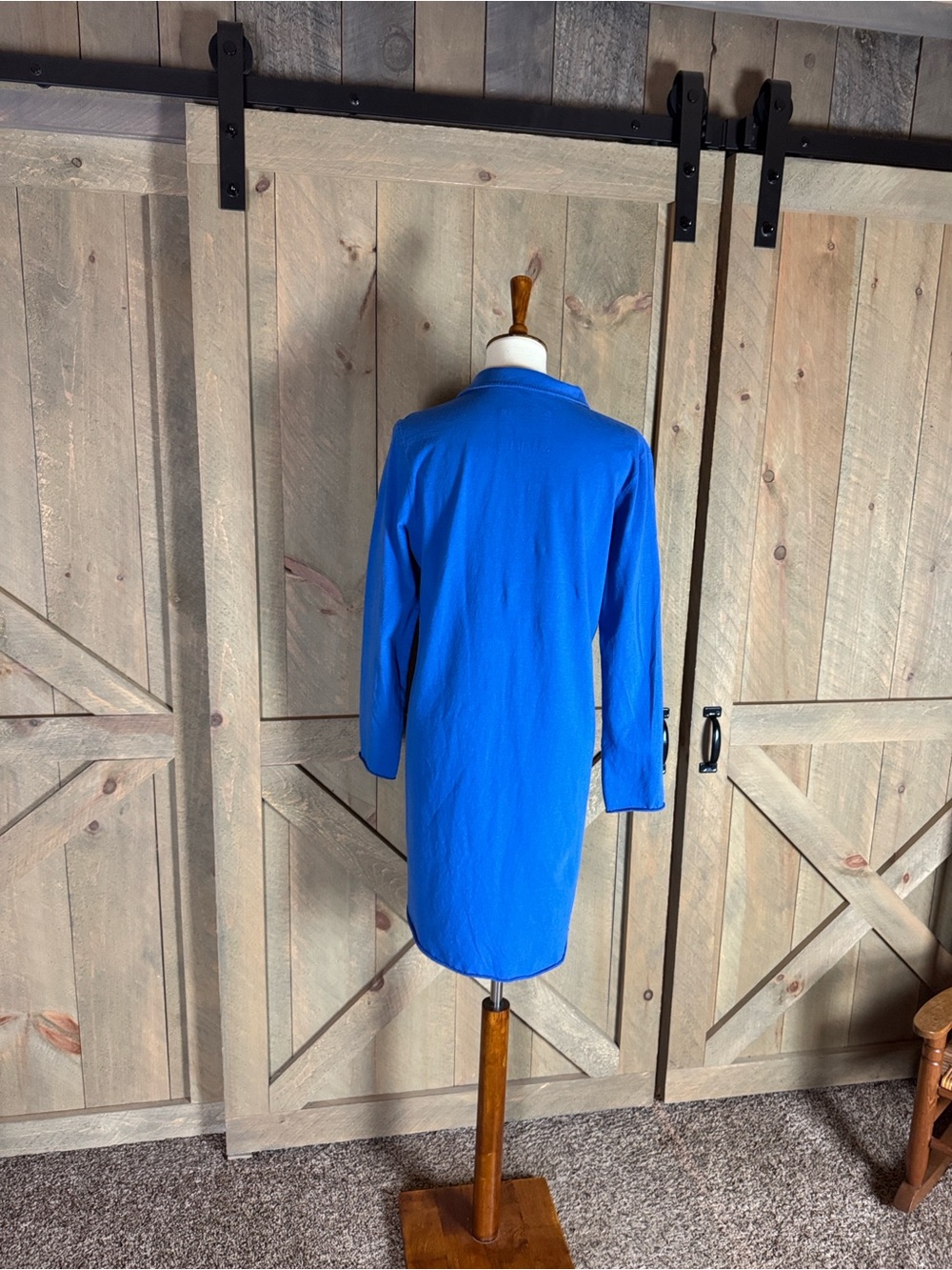 Frank & Eileen Nicole royal blue Henley popover dress Size Large 100% cotton - Picture 9 of 12